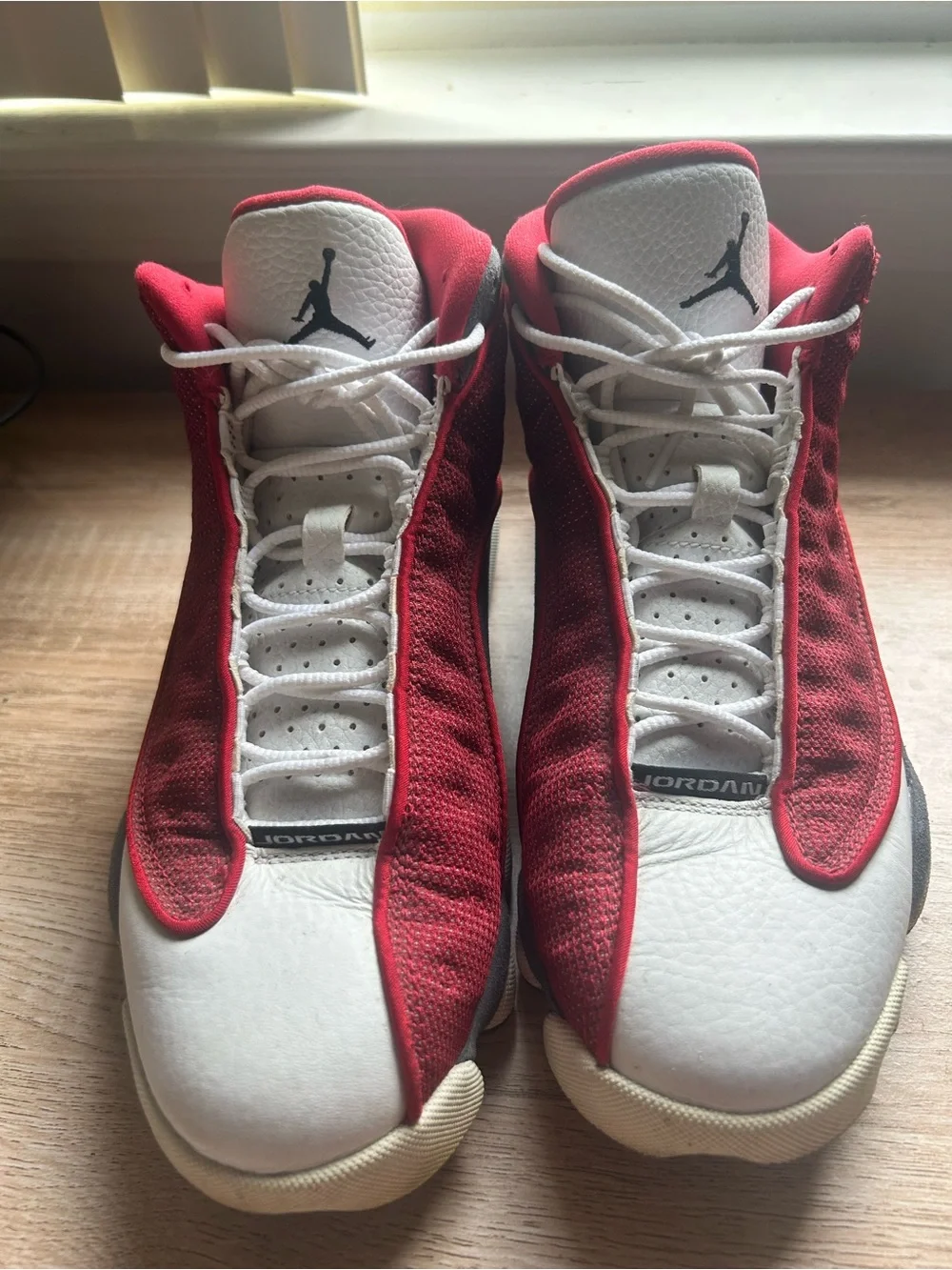 Jordan Red and White Retro Basketball Sneakers